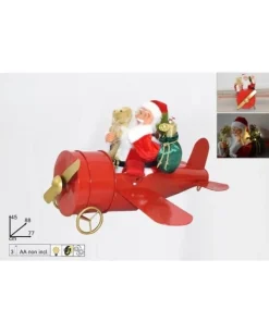Babbo Natale Su Aereo Con Musica E Movimenti 45X88X77 Cm
