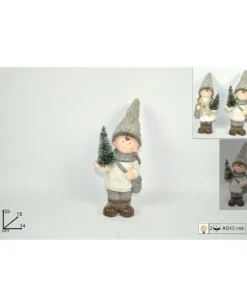 Bimbo/A In Terracottacon Cappello Pelliccia Con Albero Di Natale