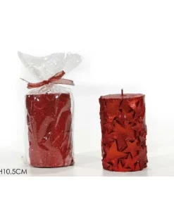 Candela Cilindro H10,5Cm Rossa 2Ass