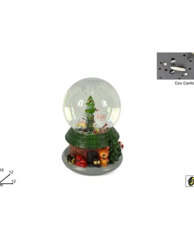 Carillon Ampolla Con Babbo Natale E Scenario 16 Cm