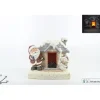 Casetta Con Babbo Natale Luce Led Effetto Fuoco A Batteria 37X26X38 Cm