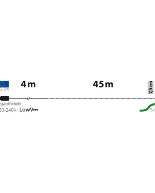 Catena Lineare 600 Gocce Di Luce Led 360° Bianco Catena Lineare 45M Mt