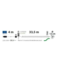 Catena Lineare Festone Cluster O12Cm Ftlg 3300 Miniled Bianco Caldo 4+33,5M