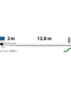 Catena Lineare Luci 320 Led Bianco Con Controller 12,8 Mt Per Albero Di Natale