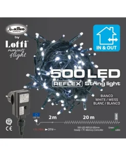 Catena Luce 500 Led Luce Fredda 20Mt Per Albero Di Natale