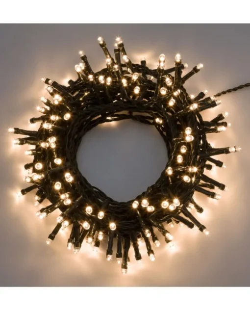Catena Luci 320 Led Bianco Caldo 12,8Mt Con Giochi Di Luce Per Albero Di Natale