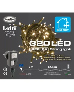 Catena Luci 320 Led Bianco Caldo 12,8Mt Con Giochi Di Luce Per Albero Di Natale