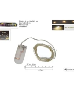 Catena Luci 40 Micro Led Bianco Caldo A Batteria Per Albero Di Natale