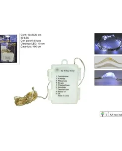 Catena Luci Bianche Led Con 8 Giochi Di Luce A Batteria