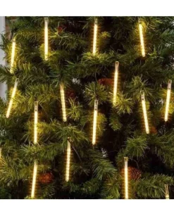 Catena Luci Bianco Caldo 20 Mini Tubi Bifacciali 10Cm Per Albero Di Natale 9,5Mt