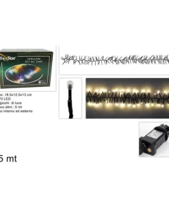 Catena Luci Minilucciole 570 Led Bianco Caldo Per Albero Di Natale 5 Mt