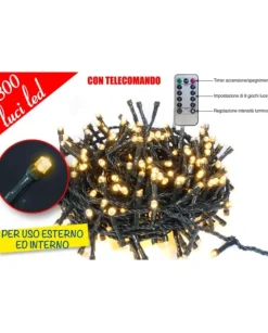 Catena Luminosa Con Telecomando 300 Led Bianco Caldo