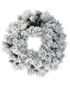 Corona Ghirlanda Innevata Di Natale Con Pigne 60 Cm