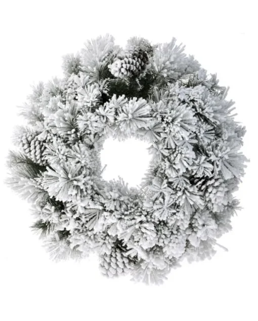 Corona Ghirlanda Innevata Di Natale Con Pigne 60 Cm