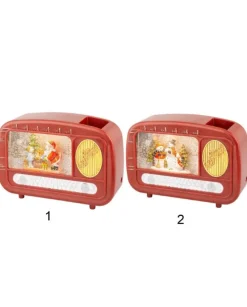 Decoro Radio Con Scenetta In Acqua Con Neve Led