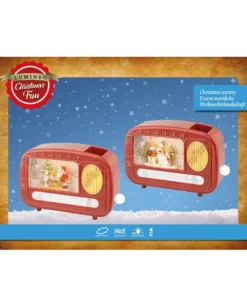 Decoro Radio Con Scenetta In Acqua Con Neve Led