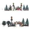Figurine Poliresina Per Villaggio, Giostrina, Paesaggio Invernale Indoor 2Ass