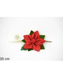 Fiore Rosso Natalizio 35Cm Per Decorazioni Di Natale