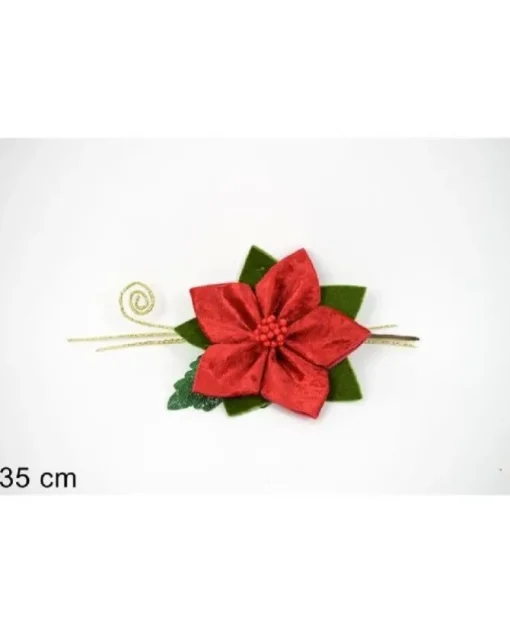 Fiore Rosso Natalizio 35Cm Per Decorazioni Di Natale
