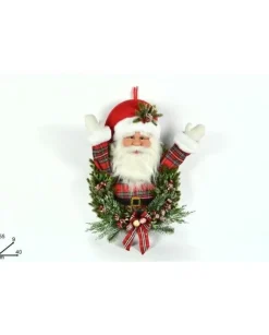 Fuoriporta Babbo Natale Con Rami Innevati 55Cm