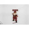 Fuoriporta Dietroporta Babbo Natale In Tessuto Scozzese Su Scala In Legno 50 Cm