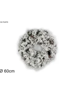 Fuoriporta Ghirlanda Tonda Innevata 60Cm