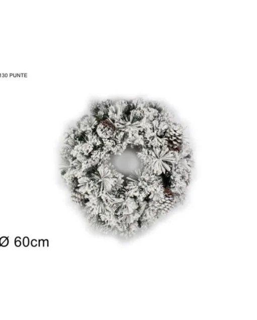 Fuoriporta Ghirlanda Tonda Innevata 60Cm