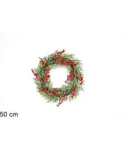 Fuoriporta Innevato Con Bacche Rosse 50 Cm