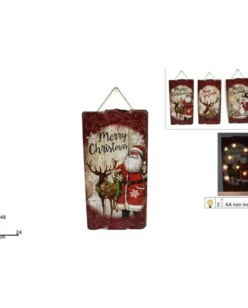 Fuoriporta Natalizio In Legno Con Luci 3 Varianti 1 Pz