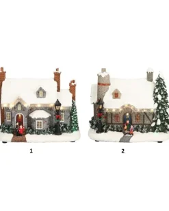Giostrina Di Natale Casa Innevata Animata Con Luci E Suoni 27X15X21 Cm