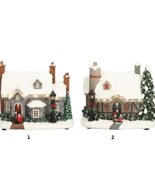 Giostrina Di Natale Casa Innevata Animata Con Luci E Suoni 27X15X21 Cm