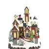 Giostrina Di Natale Chiesa Del Villaggio Con Luci 30X26X45 Cm