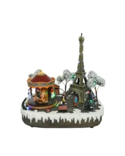Giostrina Di Natale Tour Eiffel Con Carosello 29,5X24Xx30 Cm