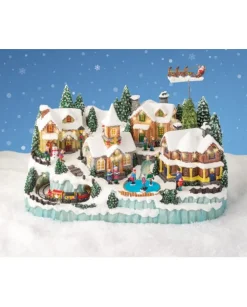 Giostrina Villaggio Di Natale Con Renne - Luci Suoni E Movimenti 37X58X37Cm