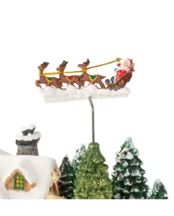 Giostrina Villaggio Di Natale Con Renne - Luci Suoni E Movimenti 37X58X37Cm