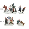 1Kit Figure Natalizie In Poliresina Bimbi E Pupazzo Di Neve