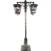 Lampione Doppia Lanterna Con Babbo Natale E Pupazzo Di Neve 80X40X180 Cm