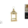 Lanterna In Legno E Vetro Color Oro Antico 45 Cm