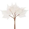 Mazzo 6 Foglie Acero Velvet 57Cm Bianco Per Decorazioni Di Natale