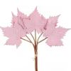 Mazzo 6 Foglie Acero Velvet 57Cm Rosa Per Decorazioni Di Natale