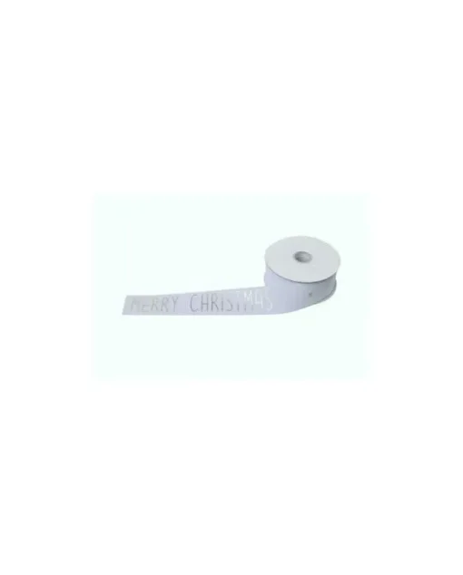 Nastro Merry X'Mas 10Mt X 38Mm Bianco Per Decorazioni Natalizie