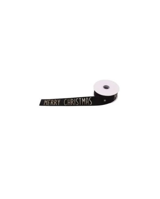 Nastro X'Mas 10Mt X 38Mm Nero Per Decori Di Natale