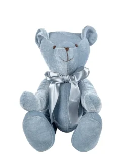 Orsetto Di Velluto 40Cm Blu Per Decorazioni Di Natale