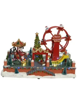 Paesaggio, Villaggio, Giostrina, Lunapark Con Luci Movimento E Suoni