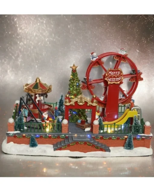 Paesaggio, Villaggio, Giostrina, Lunapark Con Luci Movimento E Suoni