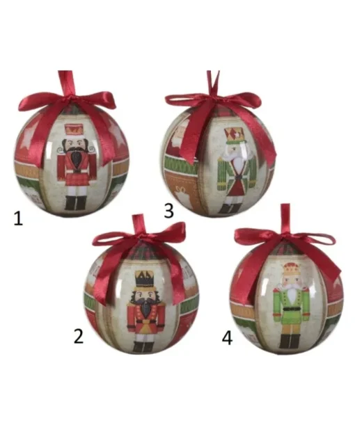 Pallina Decoro Schiaccianoci In 4 Varianti Diametro 8 Cm