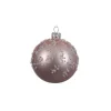 Pallina Di Vetro Decorata Rosa 80Mm 6Pz Per Albero Di Natale