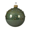 Pallina Di Vetro Decorata Verde 80Mm Per Albero Di Natale 6Pz