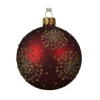 Pallina Di Vetro Decorata Rossa 80Mm Per Albero Di Natale 6Pz