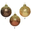 Pallina Di Vetro Decorata Oro 80Mm 3Colori 3Pz Per Albero Di Natale